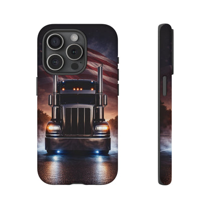Semi Truck Phone Case American Flag Big Rig Trucker Gift iPhone Samsung