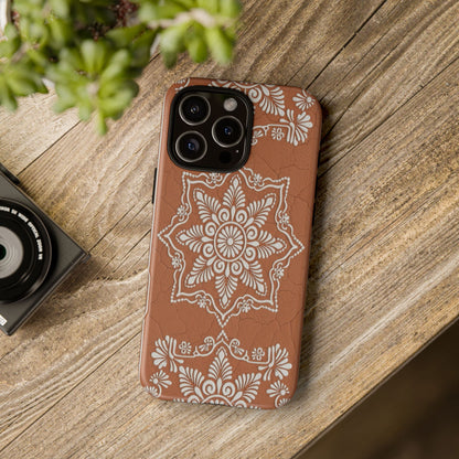 Talavera Terracotta Phone Case | Mexican Floral Pattern iPhone & Samsung Tough Case | Boho Clay Aesthetic Cover