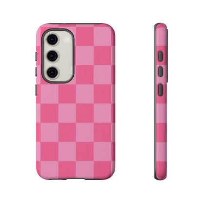 Pink Checkerboard Phone Case – Cute Aesthetic Tough Case for iPhone & Samsung