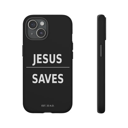 Jesus Saves Phone Case Christian Religious Minimalist Black Tough Cover