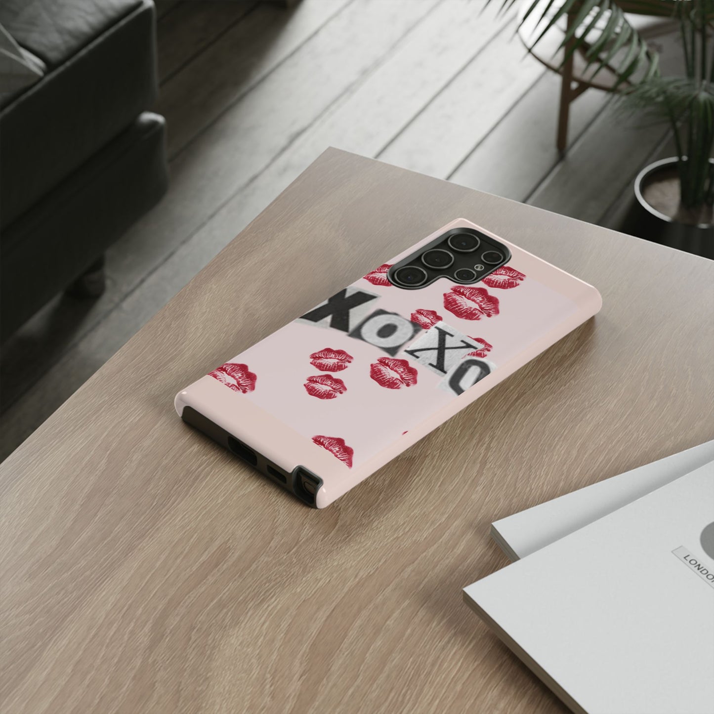 XOXO Kiss Print Phone Case | Coquette Valentine Aesthetic | Cute Pink Lipstick Kiss Tough Case for iPhone & Samsung