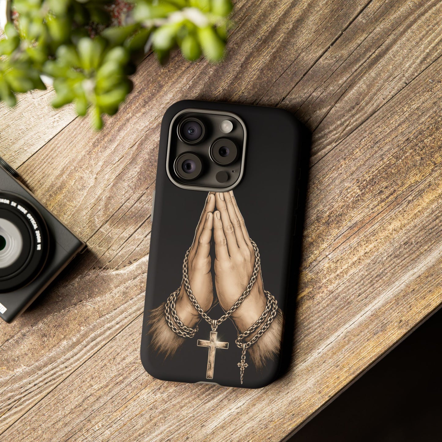 Praying Hands Cross Phone Case – Christian Faith Scripture Cover