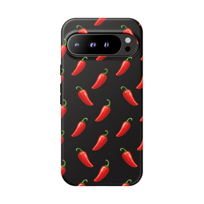 Spicy Chili Pepper Phone Case – Black Cute Hot Pepper Tough Cover for Iphone, Samsung Galaxy and Pixel
