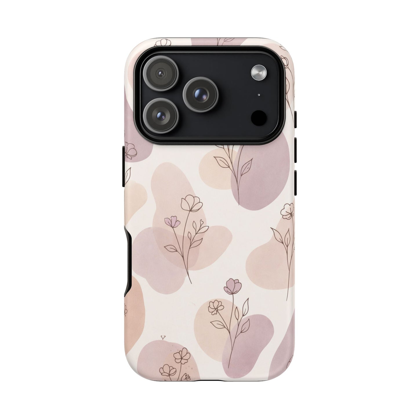 Blush Floral Phone Case Neutral Botanical Watercolor Tough Cover