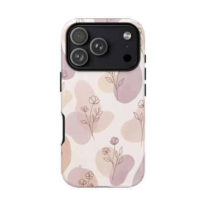 Blush Floral Phone Case Neutral Botanical Watercolor Tough Cover