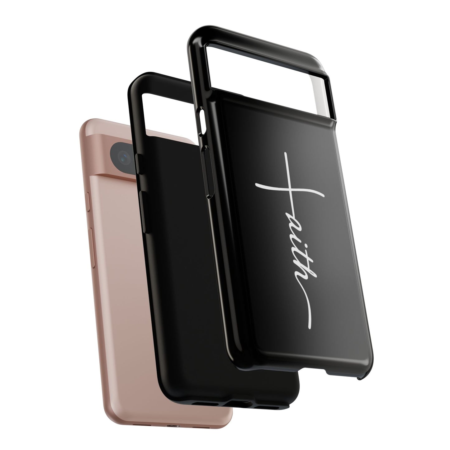 Faith Cross Phone Case, Christian Aesthetic Minimalist Black Matte Case, Religious Gift iPhone Samsung Cover