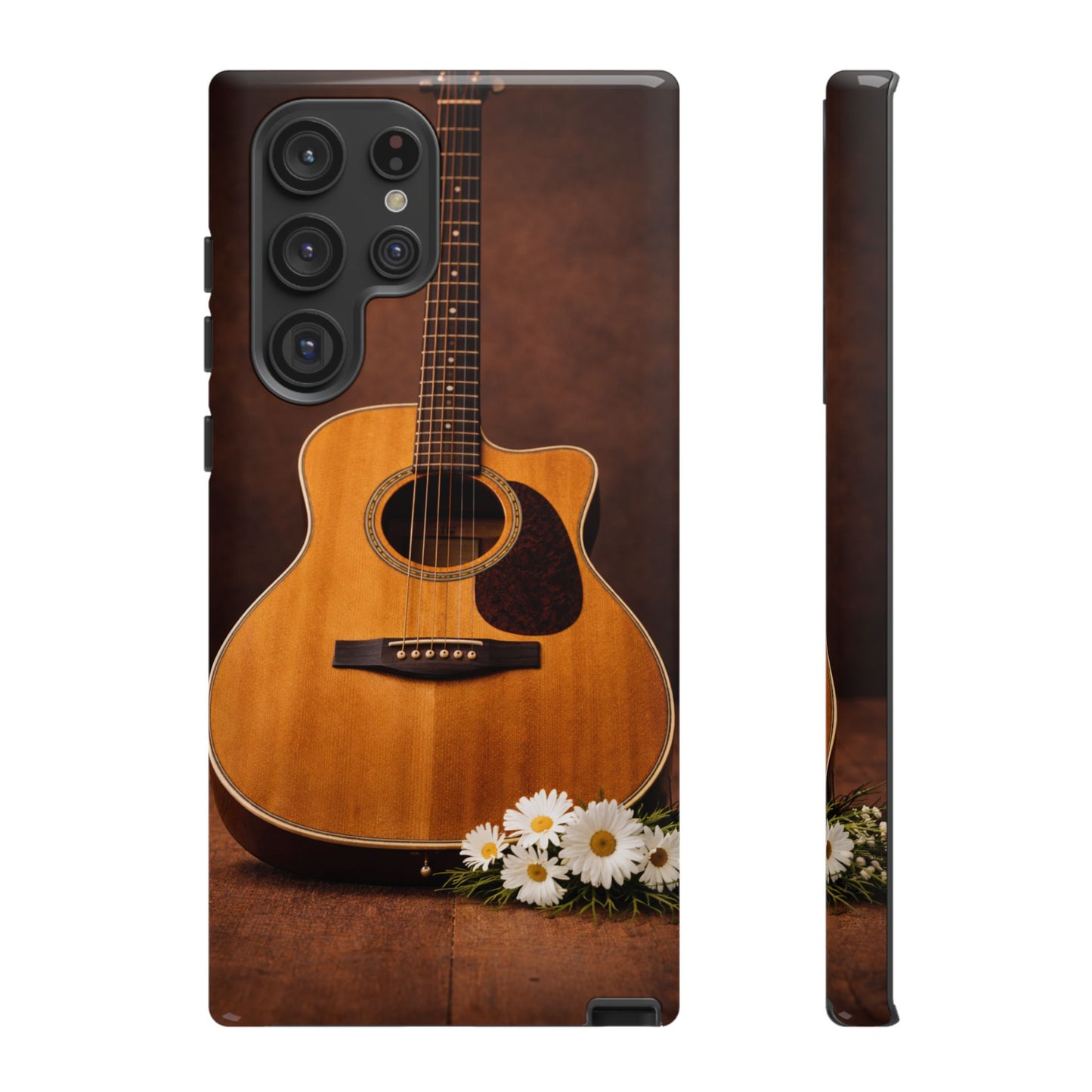 Acoustic Guitar Daisy Phone Case | Rustic Music Lover Tough Cover