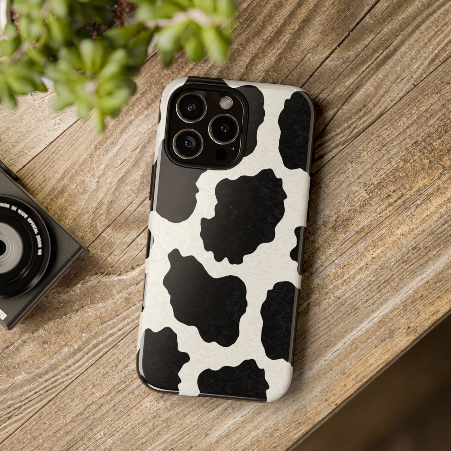 Black & White Cow Print Phone Case | Western Aesthetic iPhone & Samsung Tough Case