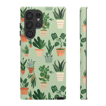 Plant Lover Phone Case | Cute Potted Plants Pattern | Botanical Aesthetic Tough Case