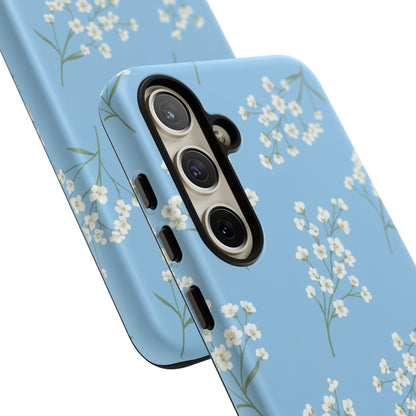 Baby’s Breath Floral Phone Case – Blue Minimal Flower Aesthetic Tough Case