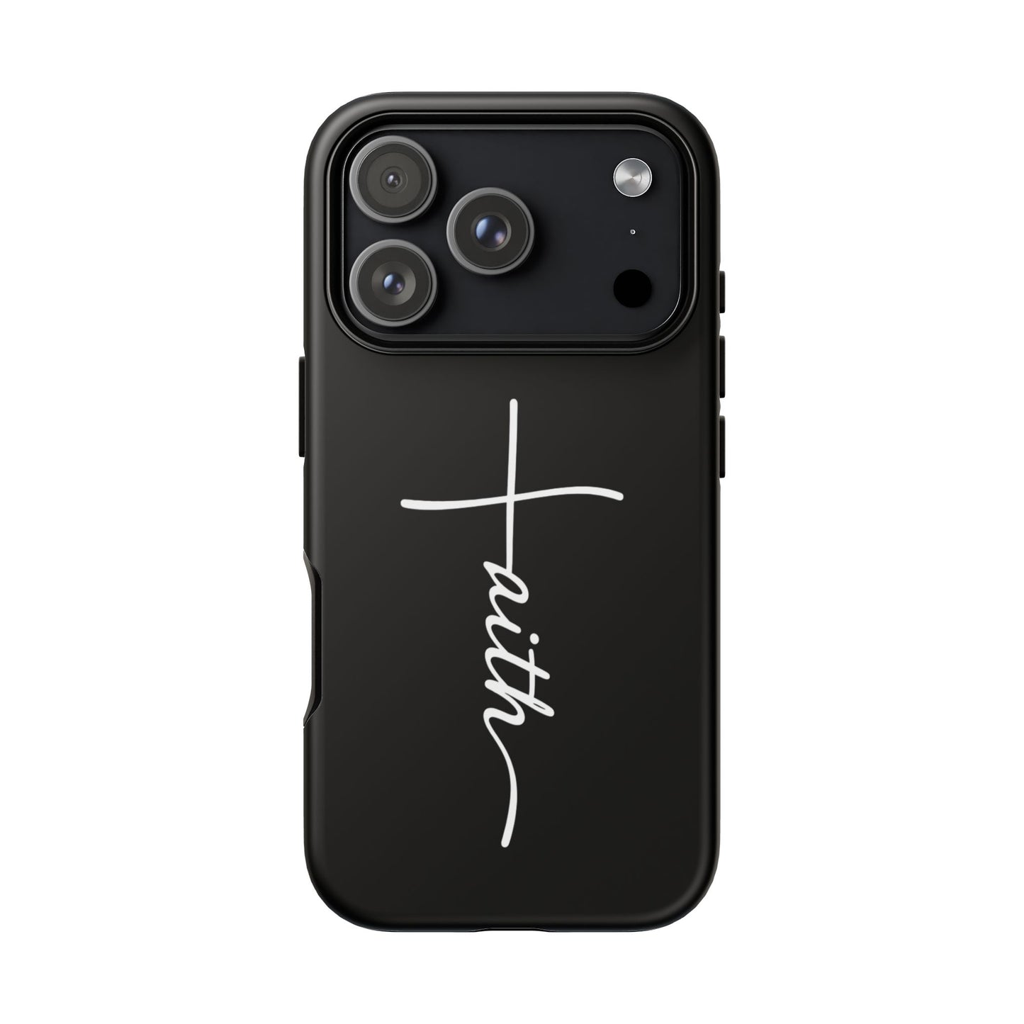 Faith Cross Phone Case, Christian Aesthetic Minimalist Black Matte Case, Religious Gift iPhone Samsung Cover