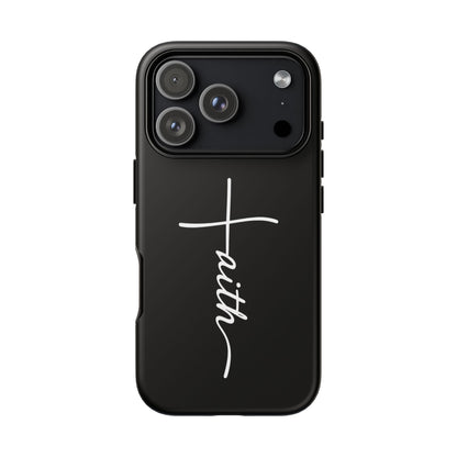 Faith Cross Phone Case, Christian Aesthetic Minimalist Black Matte Case, Religious Gift iPhone Samsung Cover