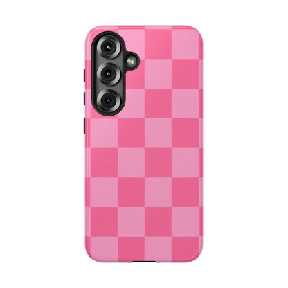 Pink Checkerboard Phone Case – Cute Aesthetic Tough Case for iPhone & Samsung
