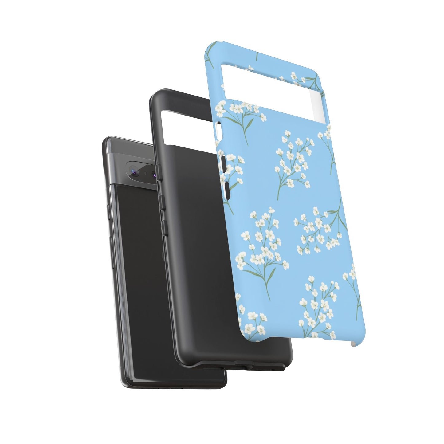 Baby’s Breath Floral Phone Case – Blue Minimal Flower Aesthetic Tough Case