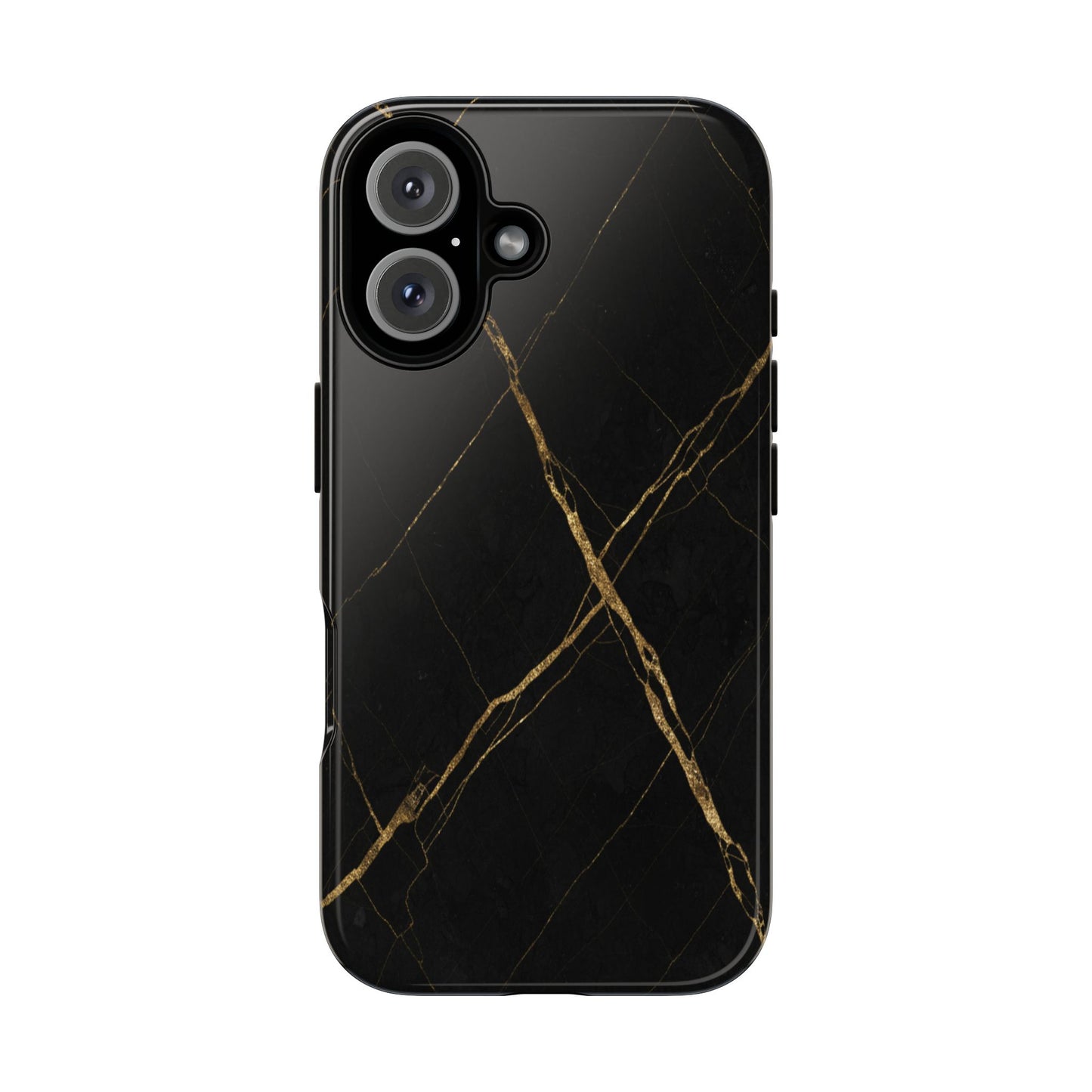 Black Marble Phone Case with Gold Veins | Minimal Luxury Tough Case