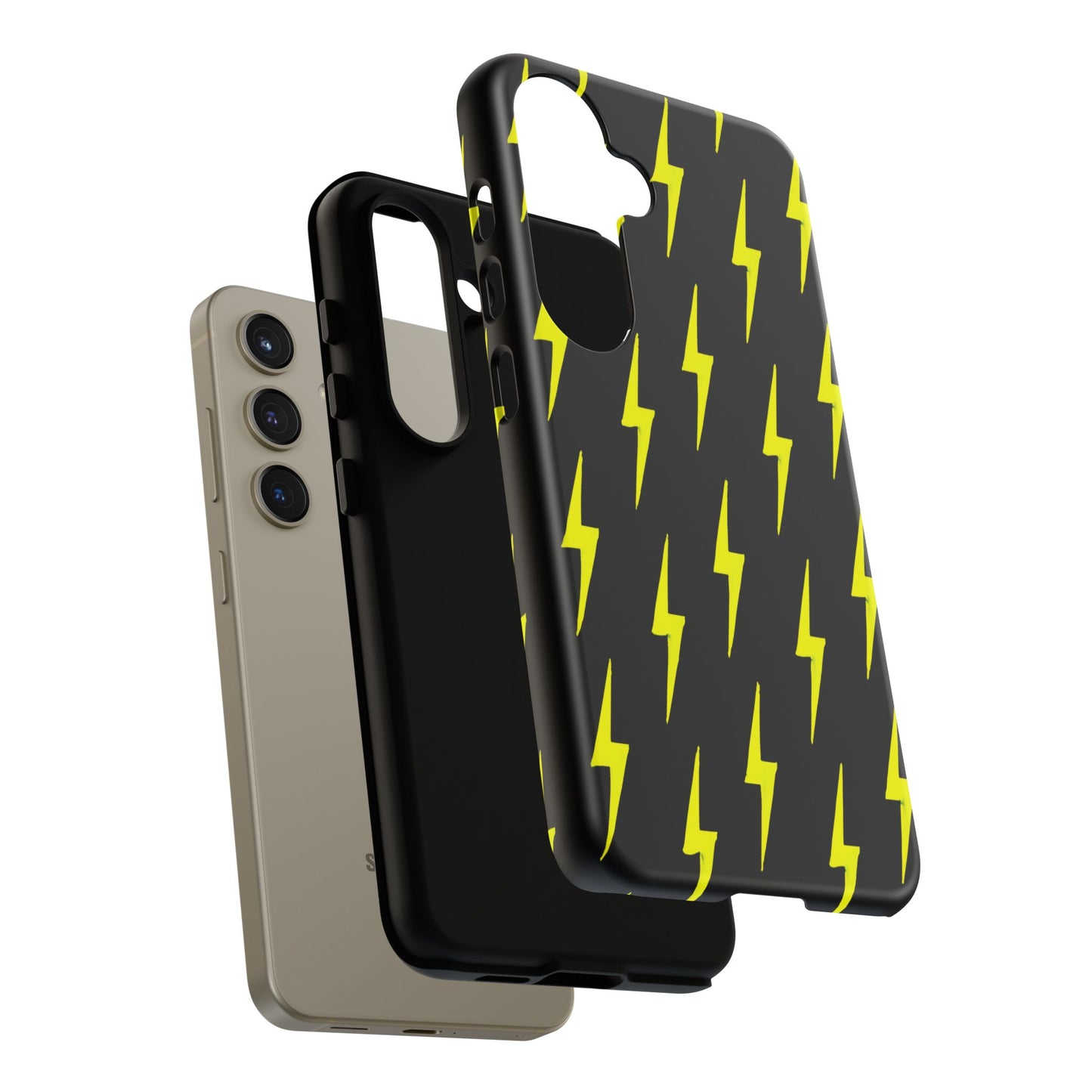 Yellow Lightning Bolt Tough Phone Case | Bold Electric Pattern Case for Iphone, Samsung Galaxy and Pixel