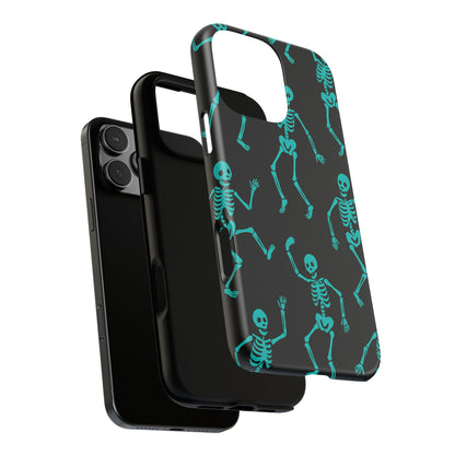 Dancing Teal Skeletons Phone Case | Tough Protective Case for Iphone, Samsung Galaxy and Pixel