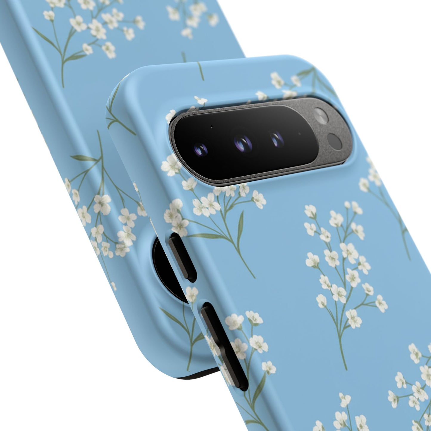 Baby’s Breath Floral Phone Case – Blue Minimal Flower Aesthetic Tough Case