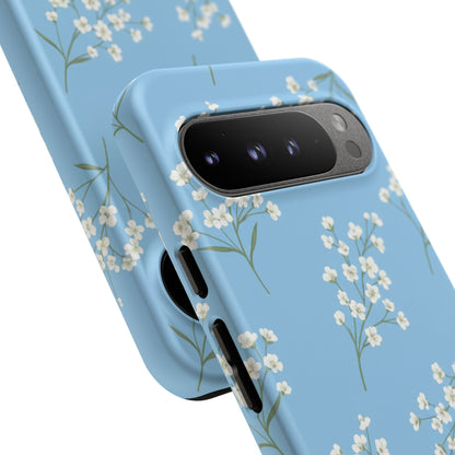 Baby’s Breath Floral Phone Case – Blue Minimal Flower Aesthetic Tough Case