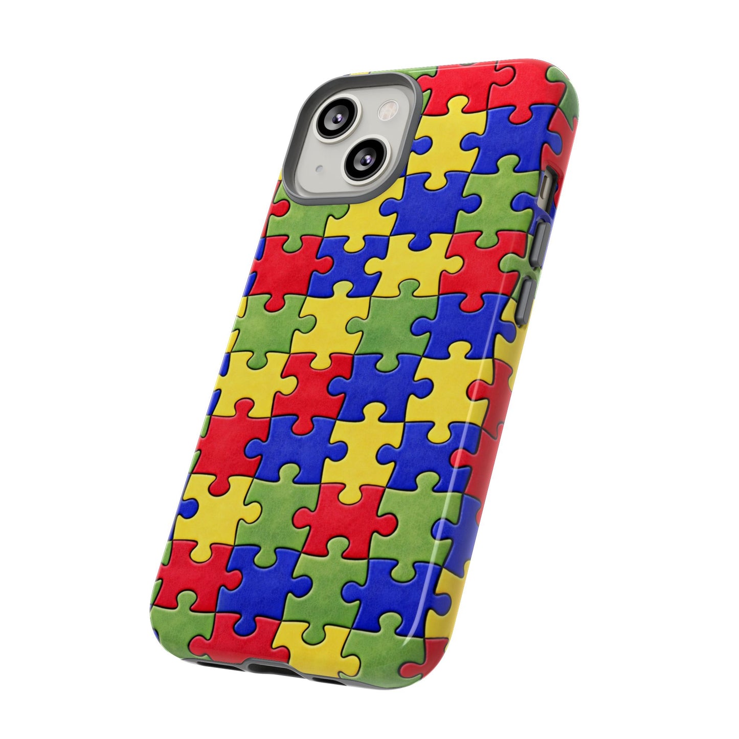 Colorful Puzzle Phone Case, Autism Awareness Jigsaw Design, Tough Protective Case, iPhone & Samsung Case, Vibrant Puzzle Pattern