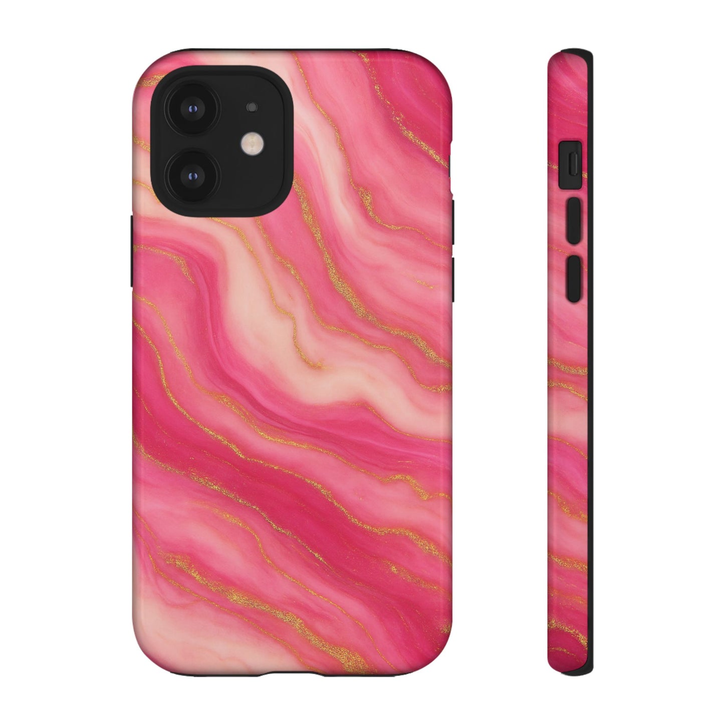 Pink Marble Phone Case | Rose Gold Swirl Aesthetic Tough Protective Case