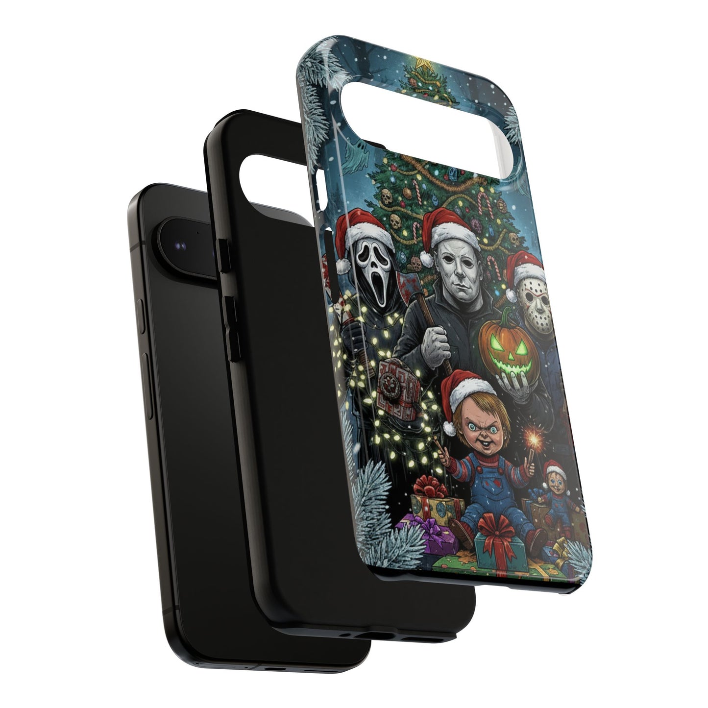 Christmas Horror Phone Case – Festive Slasher Collage Tough Case (iPhone, Samsung, Pixel)