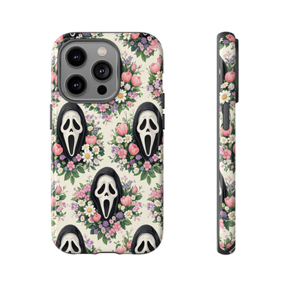 Floral Ghost Face Aesthetic Phone Case – Cute Spooky Tough Cover