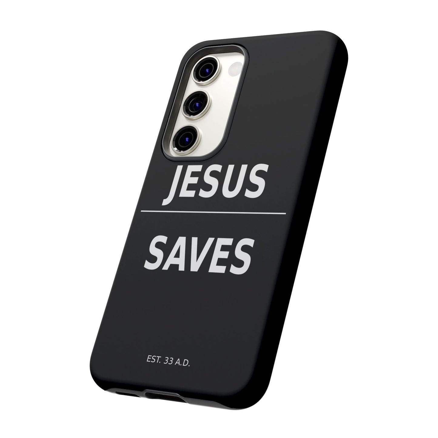 Jesus Saves Phone Case Christian Religious Minimalist Black Tough Cover