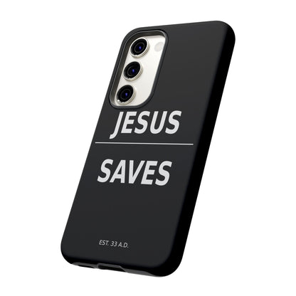 Jesus Saves Phone Case Christian Religious Minimalist Black Tough Cover