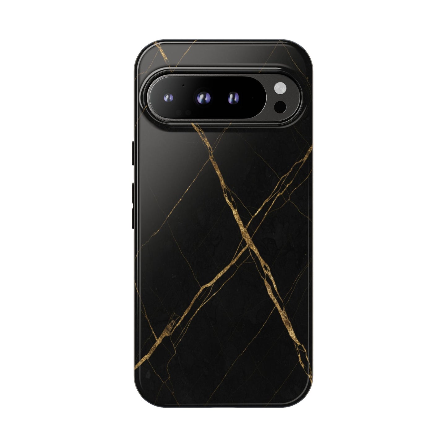 Black Marble Phone Case with Gold Veins – Luxury Minimal Aesthetic Tough Case