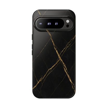Black Marble Phone Case with Gold Veins – Luxury Minimal Aesthetic Tough Case