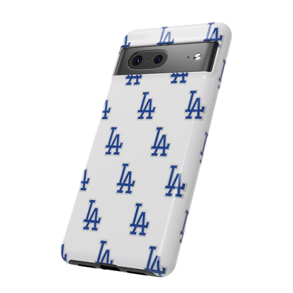 Blue LA Monogram Pattern Phone Case | Minimal Baseball Inspired Tough Cover