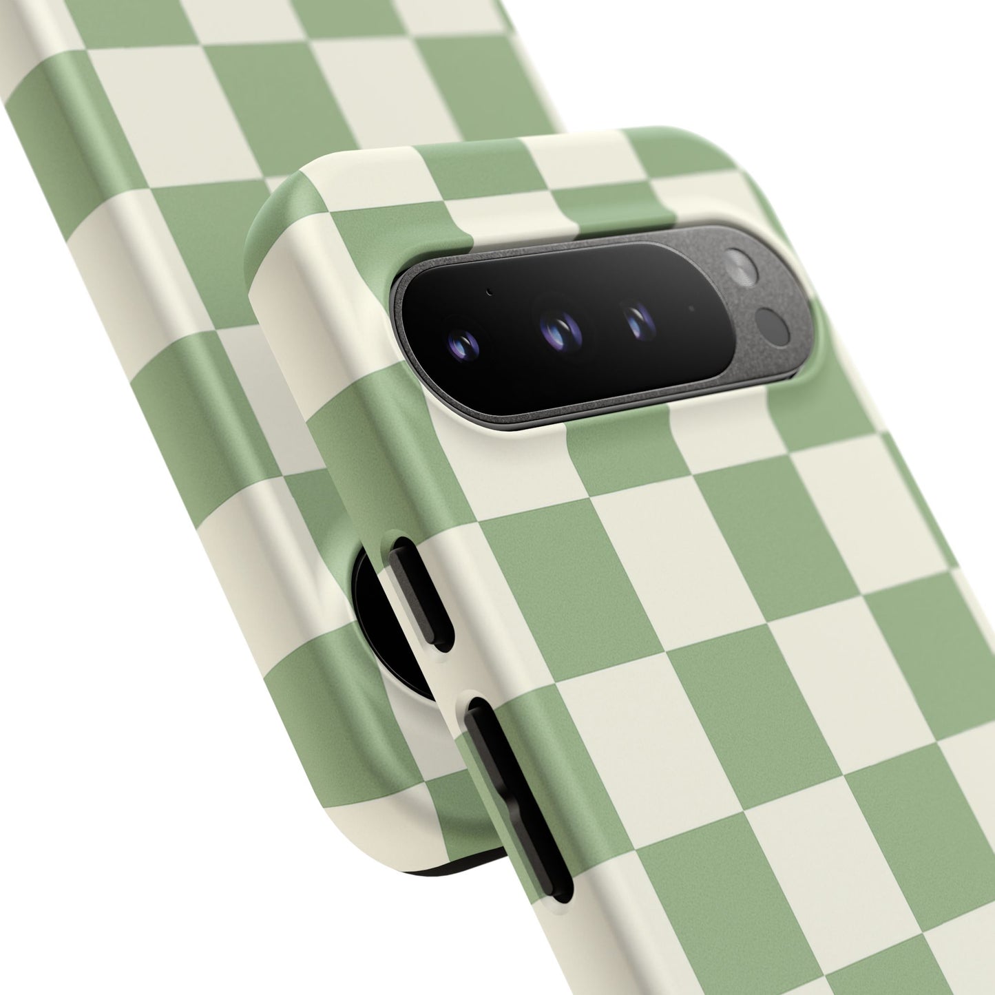 Sage Green Checkerboard Phone Case | Minimal Aesthetic Tough Case