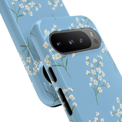Baby’s Breath Floral Phone Case | Minimal Blue Flower Tough Case
