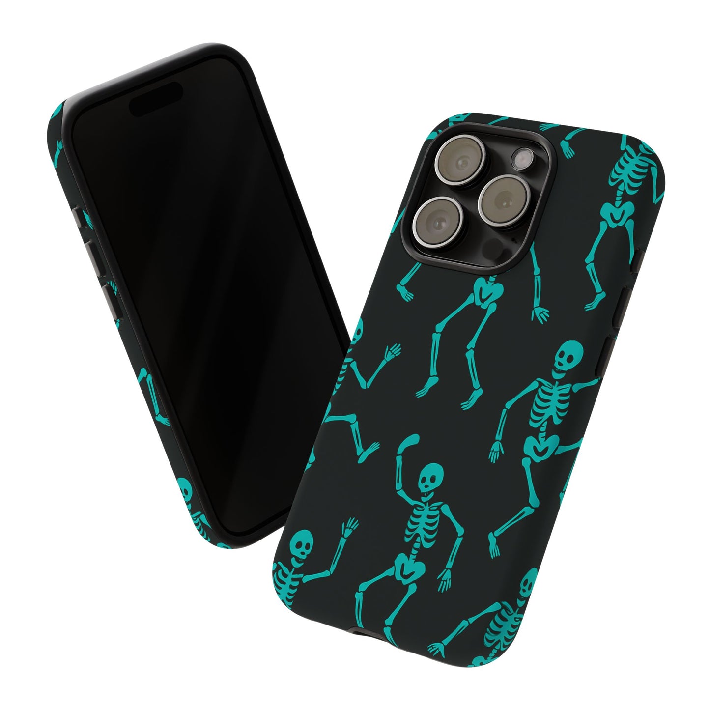 Dancing Teal Skeletons Phone Case | Tough Protective Case for Iphone, Samsung Galaxy and Pixel