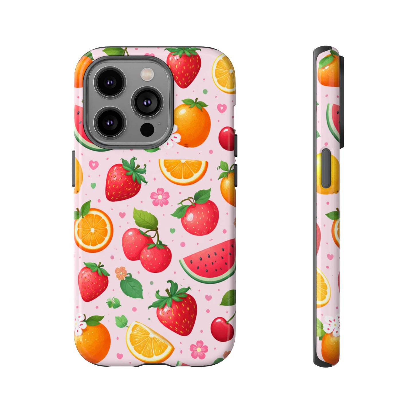 Fruit Phone Case – Tough Shockproof, Strawberry Cherry Citrus Summer Design for Iphone, Samsung Galaxy and Pixel
