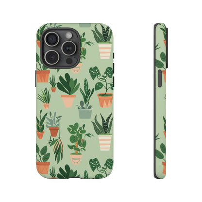 Plant Lover Phone Case | Cute Potted Plants Pattern | Botanical Aesthetic Tough Case