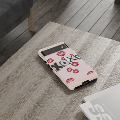 XOXO Kiss Print Phone Case | Coquette Valentine Aesthetic | Cute Pink Lipstick Kiss Tough Case for iPhone & Samsung