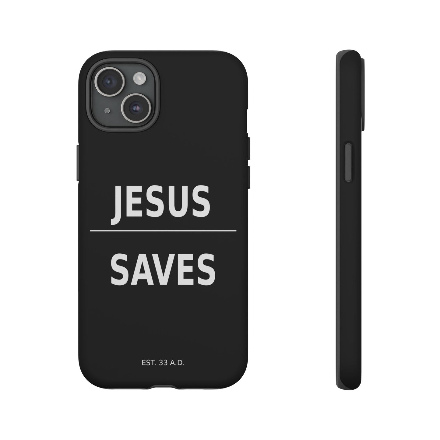 Jesus Saves Phone Case Christian Religious Minimalist Black Tough Cover