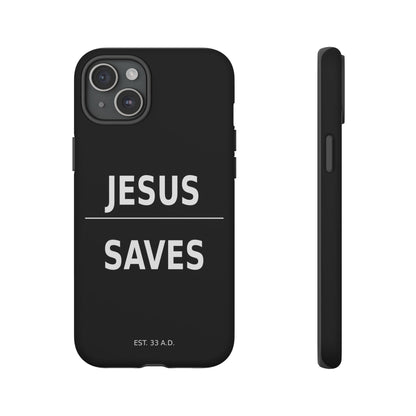 Jesus Saves Phone Case Christian Religious Minimalist Black Tough Cover