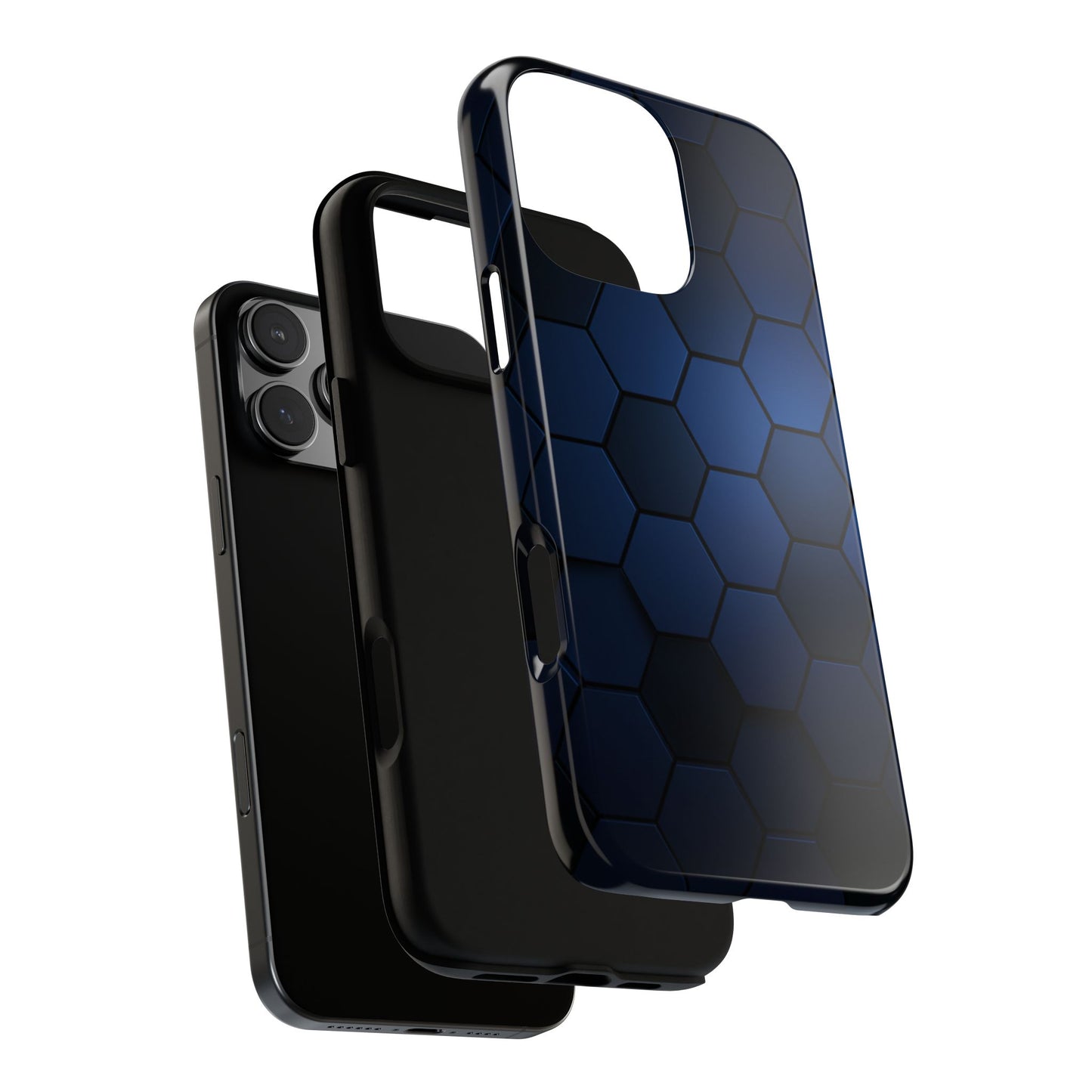 Blue Hexagon Gradient Phone Case | Honeycomb Geometric Tech Aesthetic | Minimalist Tough Case for iPhone & Samsung