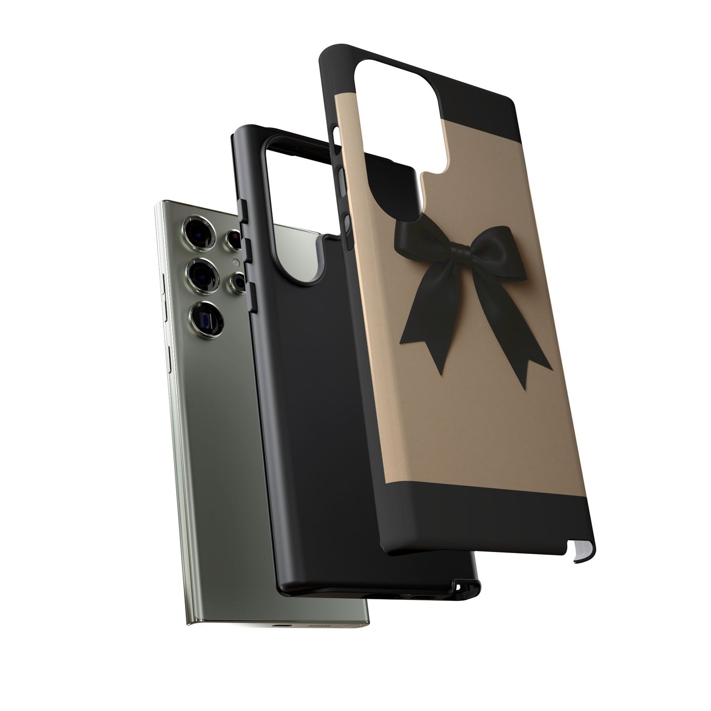 Black Bow Phone Case | Elegant Coquette Bow Design | Chic Neutral Tough Case for iPhone & Samsung