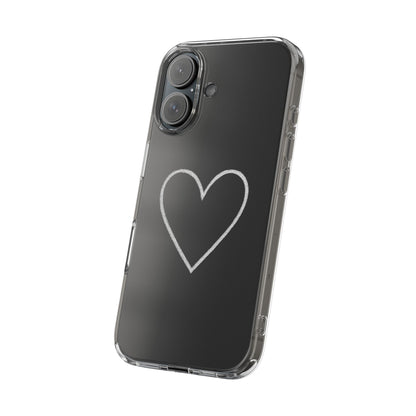 Minimal Hand-Drawn Heart Clear Phone Case | Aesthetic Clear Protective Case