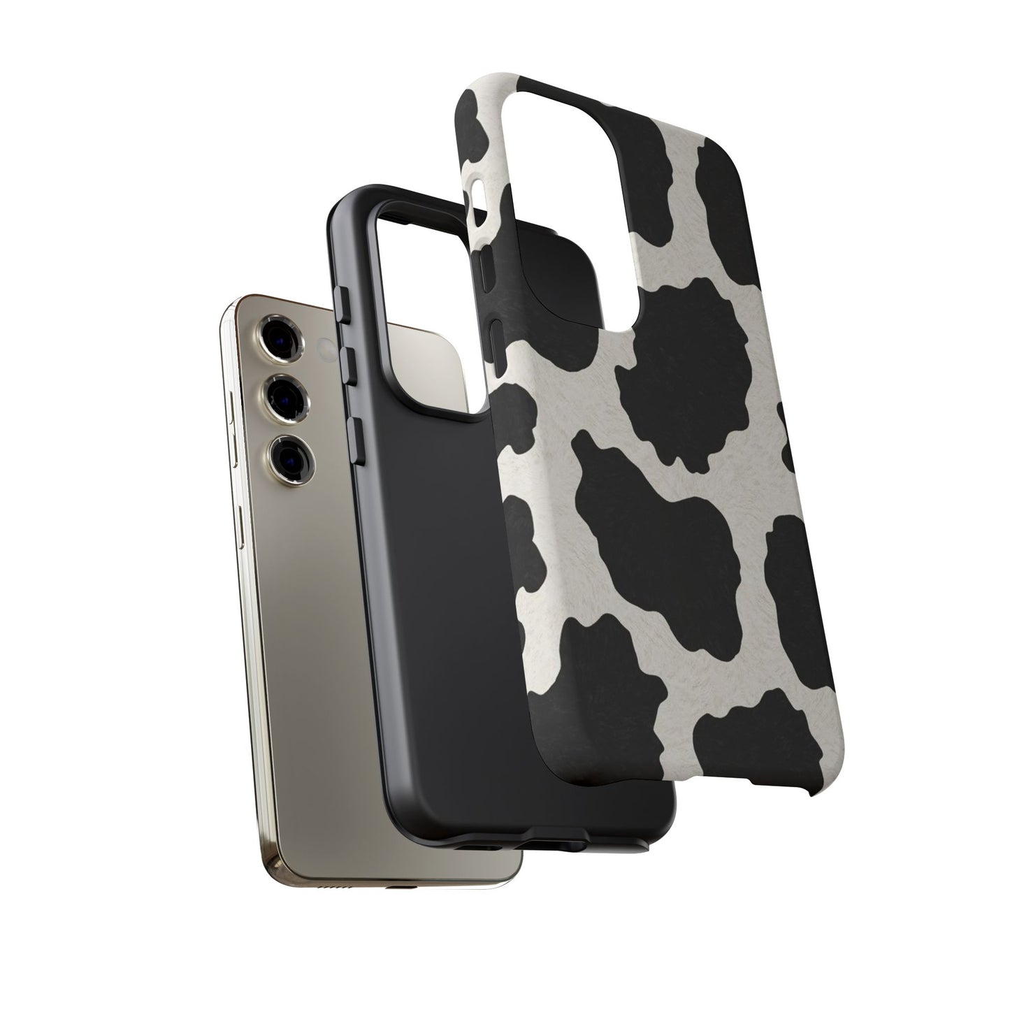 Black & White Cow Print Phone Case | Western Aesthetic iPhone & Samsung Tough Case