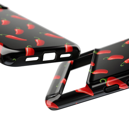 Spicy Chili Pepper Phone Case – Black Cute Hot Pepper Tough Cover for Iphone, Samsung Galaxy and Pixel
