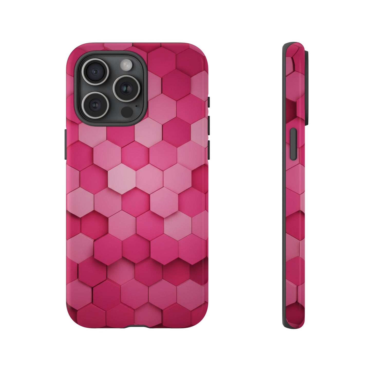 Hot Pink Hexagon Phone Case | Honeycomb Geometric Aesthetic | Cute Pink iPhone & Samsung Tough Protective Case