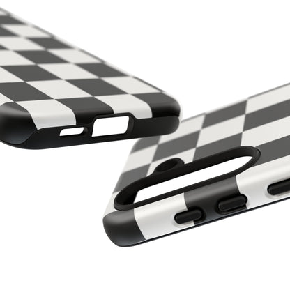 Black & White Checkerboard Phone Case – Classic Aesthetic Tough Protective Case