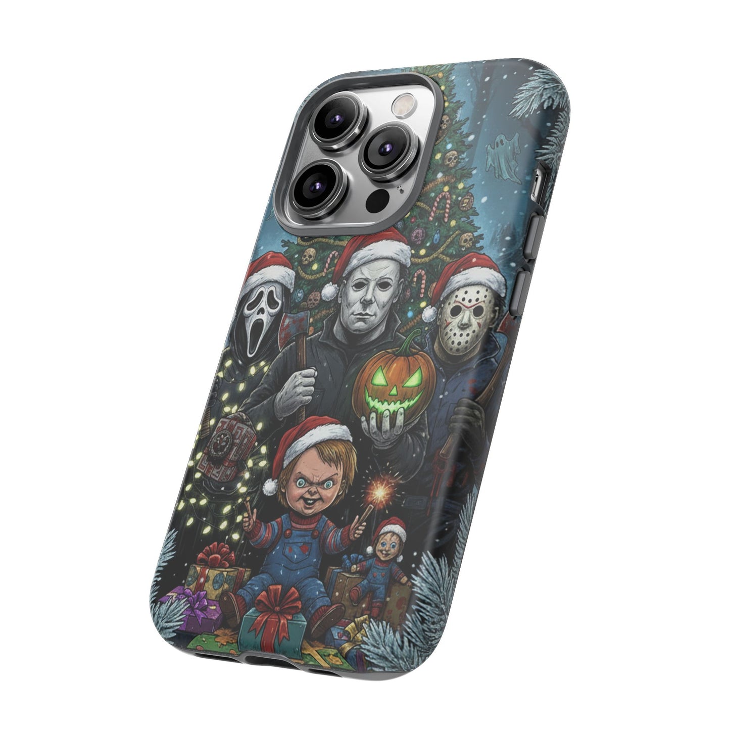 Christmas Horror Phone Case – Festive Slasher Collage Tough Case (iPhone, Samsung, Pixel)