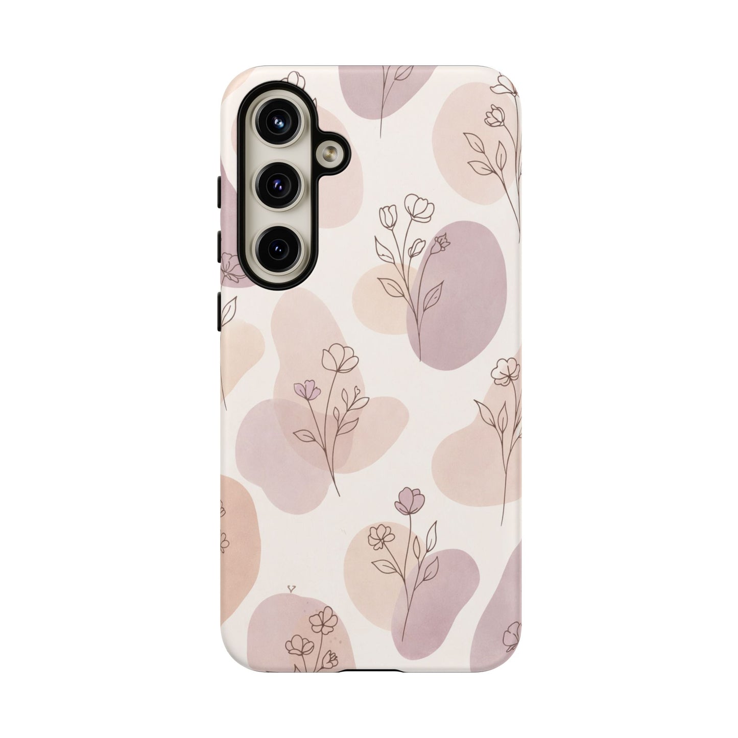 Blush Floral Phone Case Neutral Botanical Watercolor Tough Cover