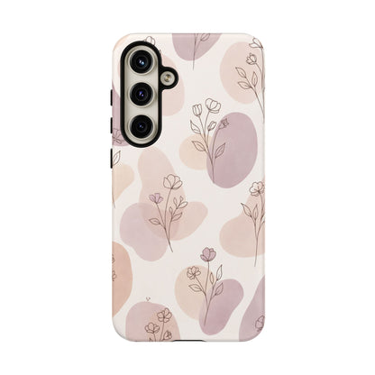Blush Floral Phone Case Neutral Botanical Watercolor Tough Cover